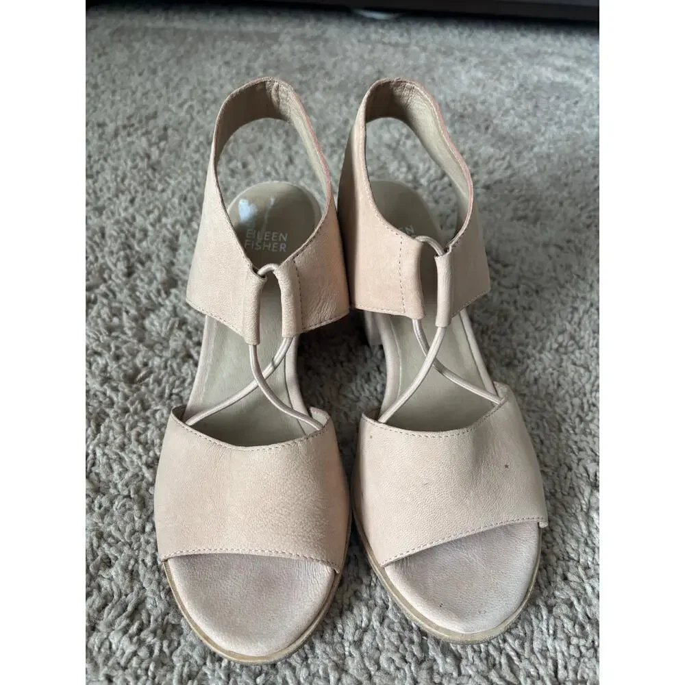 Eileen Fisher Doe tumbled nubuck sandal sz 8